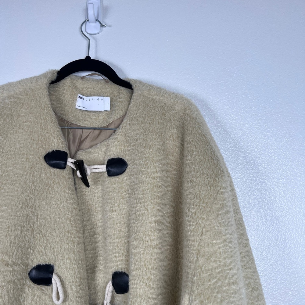 ASOS Women's Oversized‎ Duffle Coat Cream Sz L - Picture 4 of 7